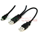 0,6 Metri Cavo USB 2.0 a Y 2x Maschio Tipo A / 1x USB Mini B 5 pin