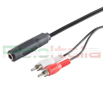 0,2 Metri Cavo Audio 1x JACK 6,3mm Femmina / 2x RCA Maschio