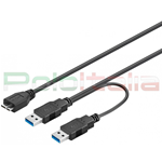 0,3 Metri Cavo a Y USB 3.0 2x Maschio Tipo A / 1x USB Micro B