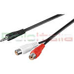 0,2 Metri Cavo Audio 1x JACK 3,5mm Maschio / 2x RCA Femmina