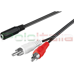 Cavo Audio 1x JACK 3,5mm Femmina / 2x RCA Maschio