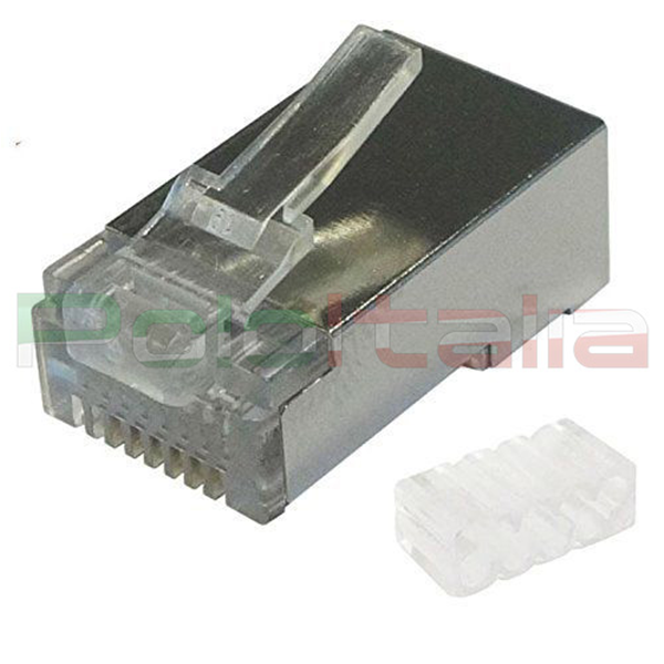 Connettore modulare RJ45 (8P8C) con inseritore Schermato FTP Cat. 6 plug  per cavo tondo di Rete Ethernet lan