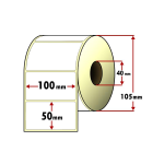 Etichette 100x50mm in carta Patinata di colore Bianco - Adesivo permanente - Anima rotolo 40mm - Etichette per bobina 1000