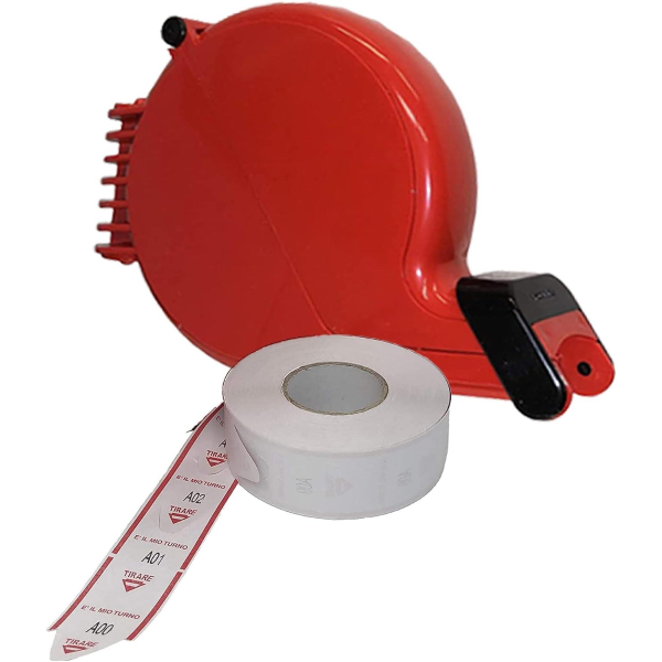 Kit Piantana Eliminacode Printex con Distributore ticket a Chiocciola e Cartello istruzioni | Dispenser a spirale per gestione file con rotolo numeri attesa