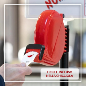Kit Piantana Eliminacode Printex con Distributore ticket a Chiocciola e Cartello istruzioni | Dispenser a spirale per gestione file con rotolo numeri attesa