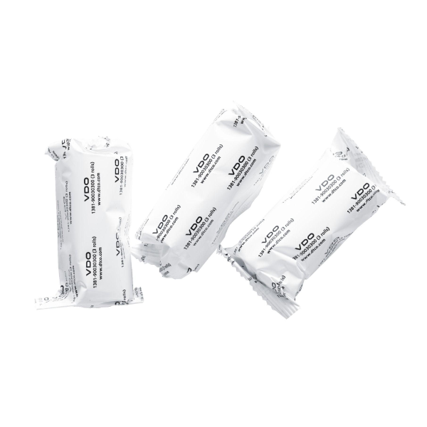 3 Rotoli in carta termica VDO | KIENZLE 57x8 metri | Diametro 28mm - 55gr | Rotolino omologato per Tachigrafi digitali, Cronotachigrafi Camion