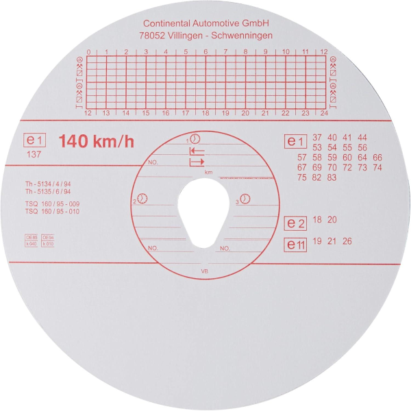 100 Dischi VDO | KIENZLE 140 km/h per Tachigrafi digitali, Cronotachigrafi Camion