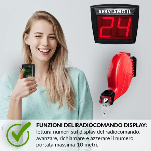 Radiocomando MY TURN mod. VT2 con display per avanzamento numerico del sistema Eliminacode Display Led Visore a 2 cifre