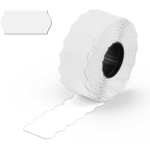 10 Rotoli Etichette adesive per prezzatrice misura 26x12mm | Adesivo Removibile sagomato a onda in carta colore Bianco | 15.000 etichette per data di scadenza, prezzo e codice articoli