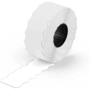 10 Rotoli Etichette adesive per prezzatrice misura 26x16mm | Adesivo permanente sagomato a onda in carta colore Bianco | 10.000 etichette per data di scadenza, prezzo e codice articoli