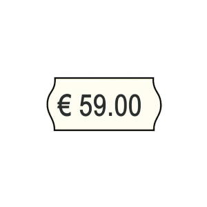 10 Rotoli Etichette adesive per prezzatrice misura 26x16mm | Adesivo permanente sagomato a onda in carta colore Bianco | 10.000 etichette per data di scadenza, prezzo e codice articoli