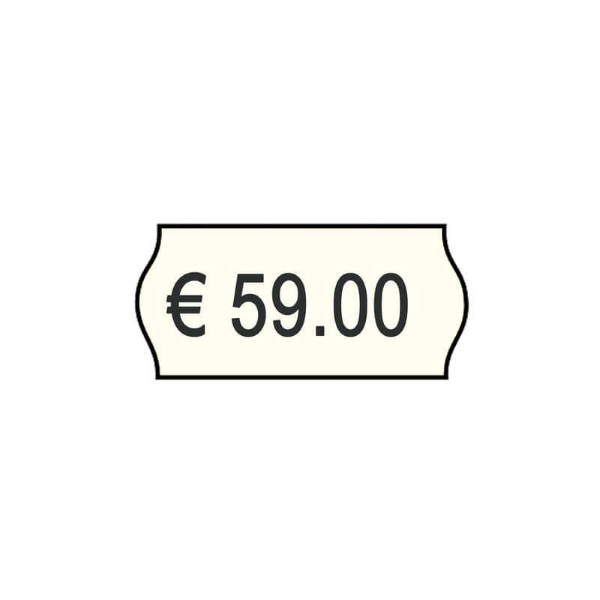10 Rotoli Etichette adesive per prezzatrice misura 26x16mm | Adesivo permanente sagomato a onda in carta colore Bianco | 10.000 etichette per data di scadenza, prezzo e codice articoli