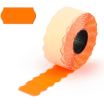 10 Rotoli Etichette adesive per prezzatrice misura 26x16mm | Adesivo permanente sagomato a onda in carta colore Arancione fluorescente | 10.000 etichette per data di scadenza, prezzo e codice articoli