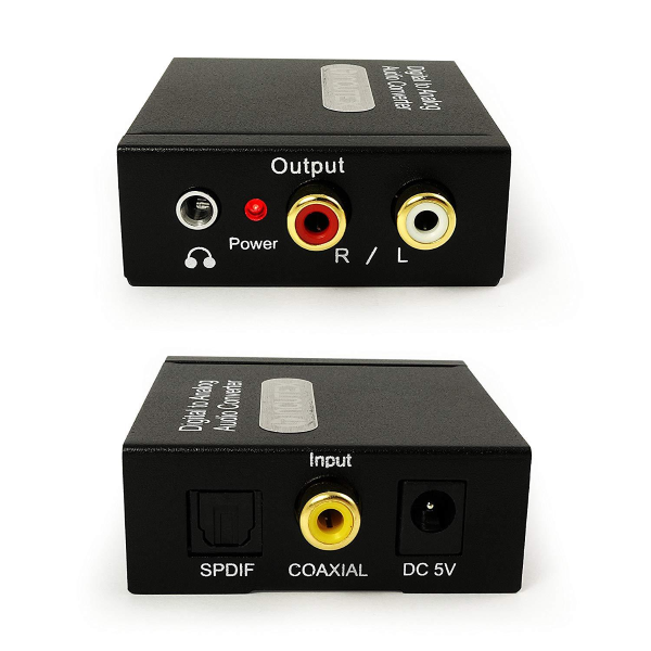 Adattatore convertitore da digitale ad analogico Convertitore audio digitale analogico coassiale RCA Toslink a convertitore audio analogico nero