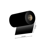 Ribbon a base cera Wax misura 110x300 metri Ink IN | Rotolo nastro carbongrafico Foil Nero per stampante ed etichettatrice Flat Head